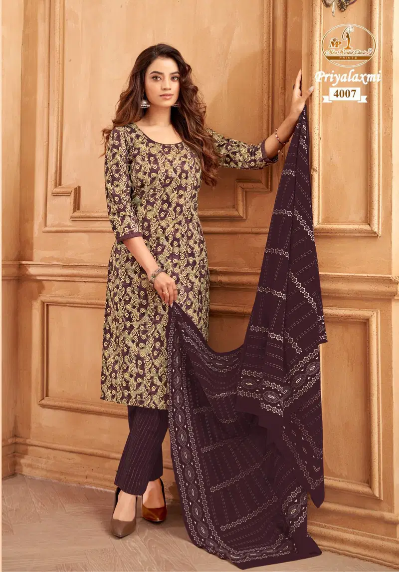 Priyalaxmi Vol 4 By Miss World Cotton Surat Kurti With Bottom Dupatta Wholesale Market